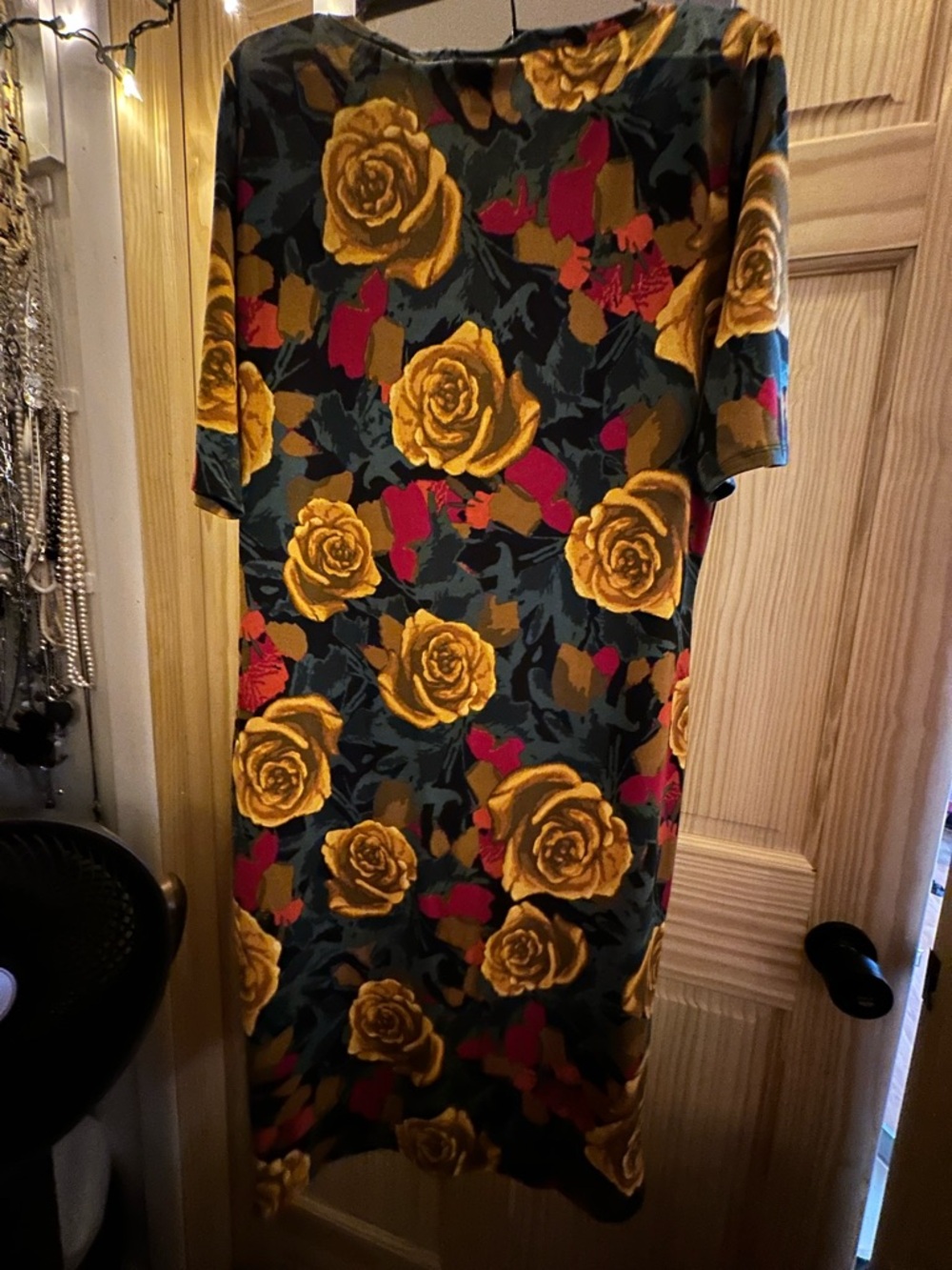 LuLaRoe Midi Dress in Mustard Yellow, Green and Pink Floral - Picture 2 of 5